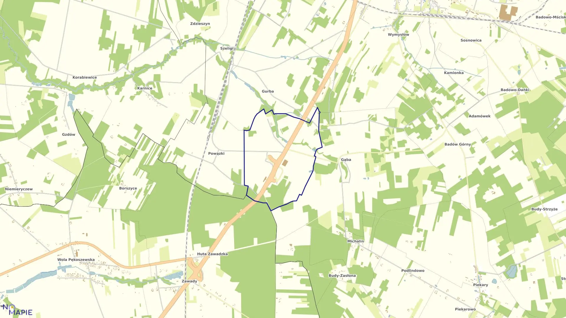 Mapa obrębu ADAMOWICE w gminie Mszczonów