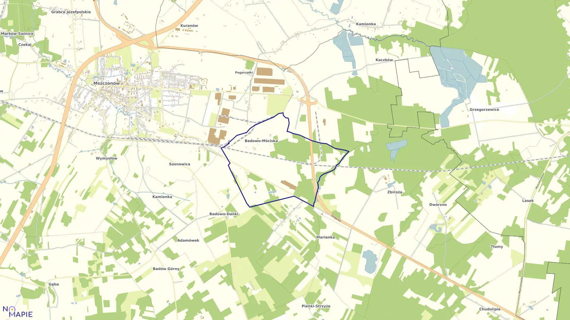 Mapa obrębu BADOWO MŚCISKA w gminie Mszczonów