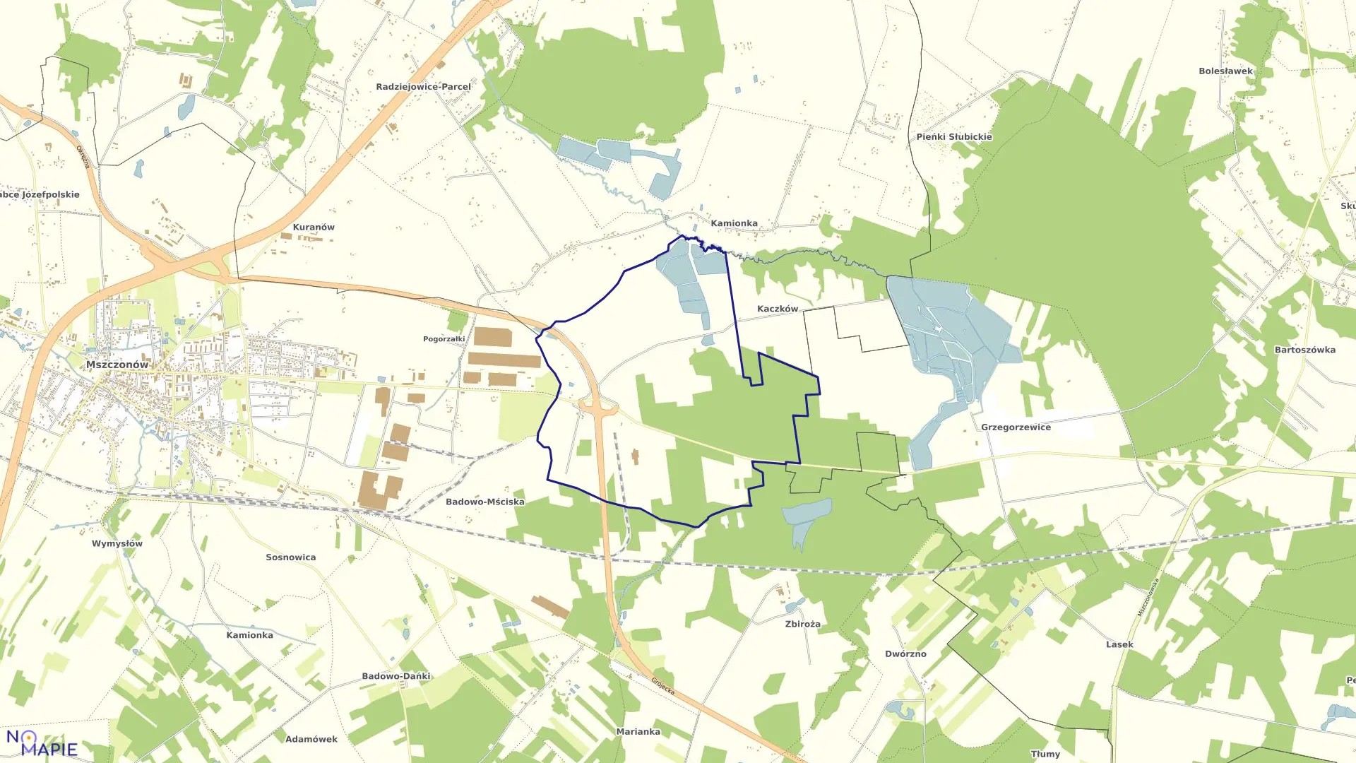 Mapa obrębu CIEMNO GNOJNA w gminie Mszczonów