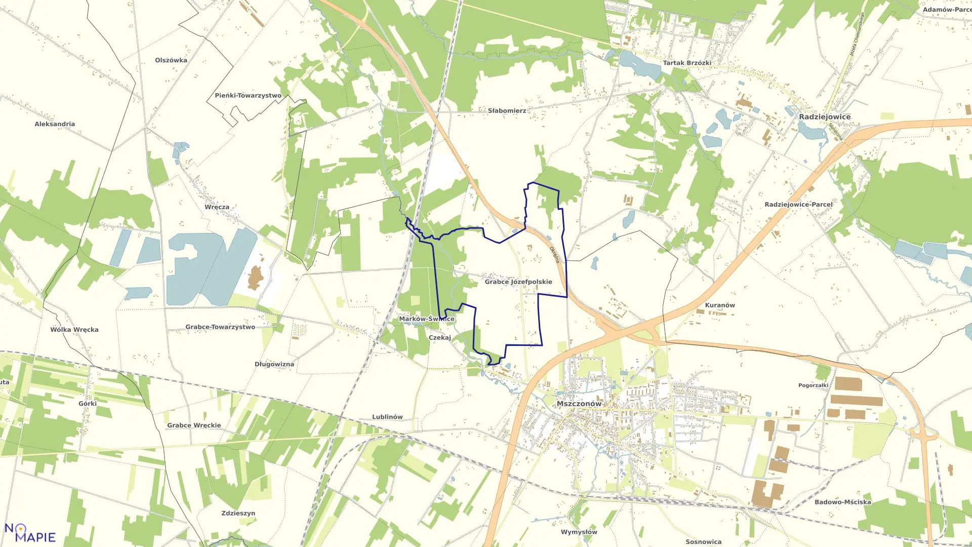 Mapa obrębu GRABCE JÓZEFPOLSKIE w gminie Mszczonów