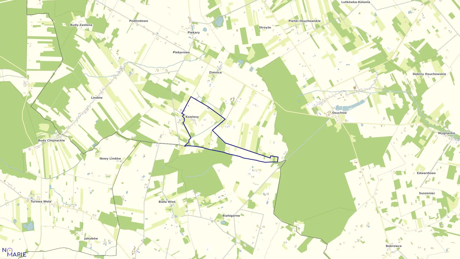 Mapa obrębu KOWIESY w gminie Mszczonów