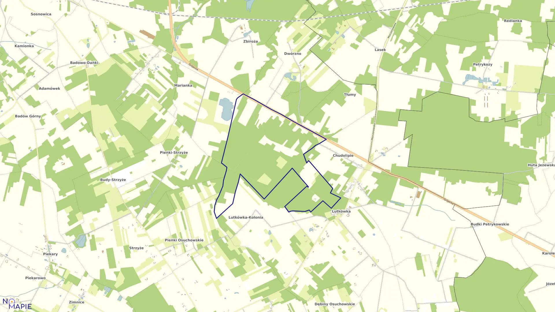 Mapa obrębu LUTKÓWKA DRUGA w gminie Mszczonów