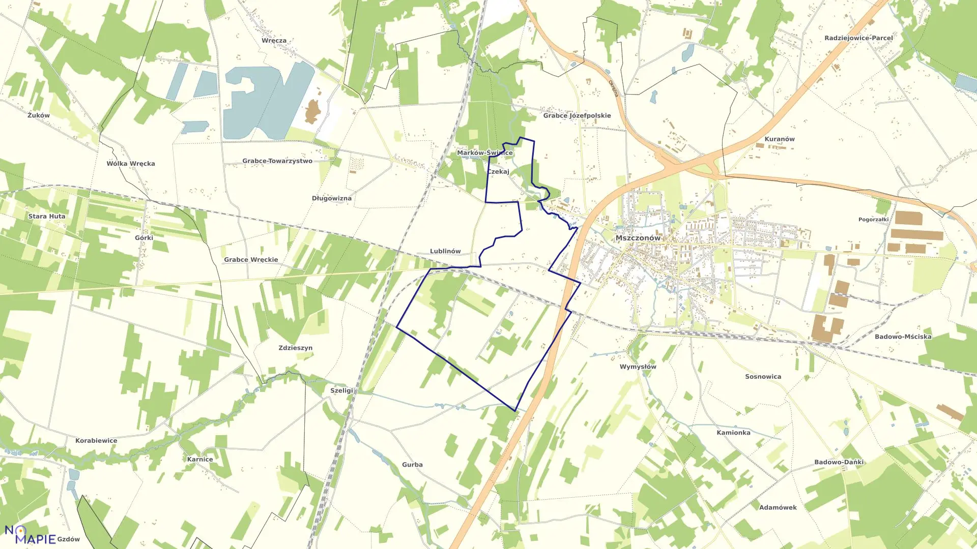 Mapa obrębu MARKÓW TOWARZYSTWO w gminie Mszczonów