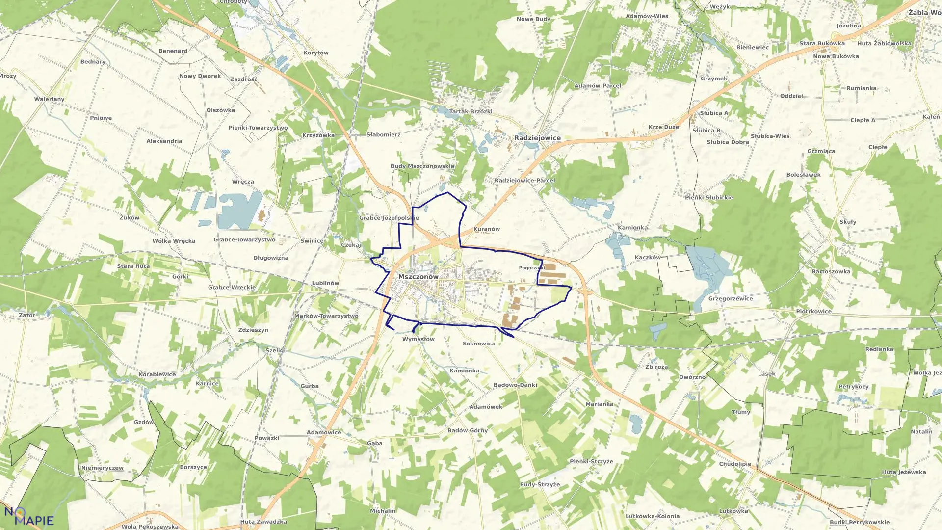 Mapa obrębu OBRĘB 1 w gminie Mszczonów