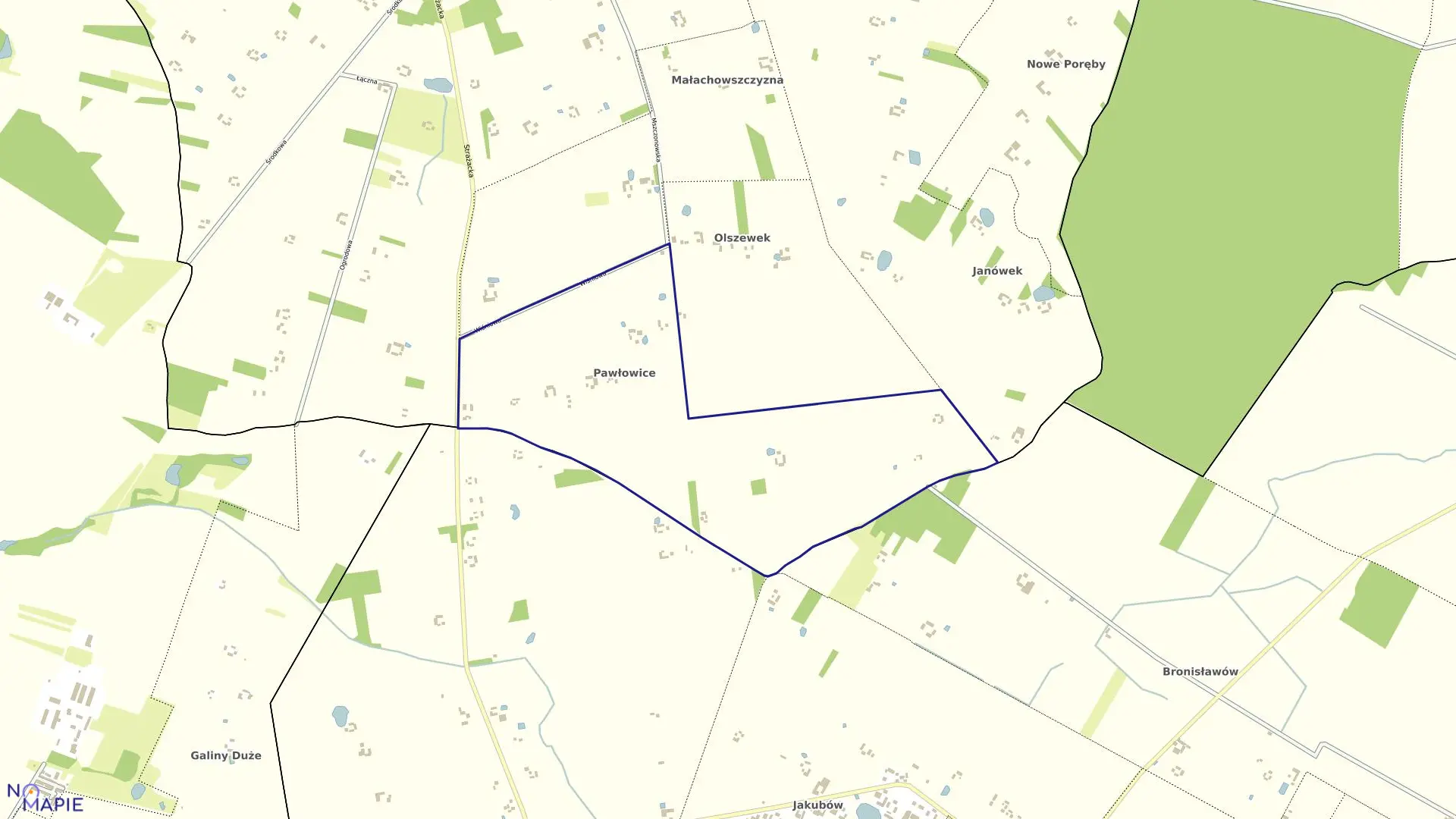 Mapa obrębu PAWŁOWICE w gminie Mszczonów