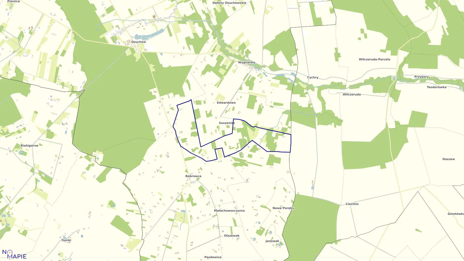 Mapa obrębu SUSZENIEC w gminie Mszczonów